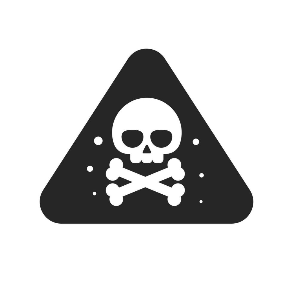 Danger sign with skull bones blank and white symbol or caution hazard icon isolated vector flat cartoon image, idea of toxic or poison stamp label, radiation or chemical alarm alert attention