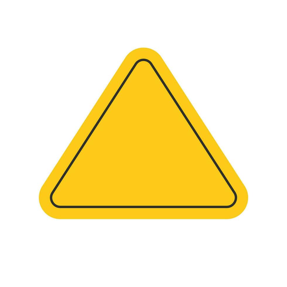 Danger or caution risk triangle road sign yellow color or warning hazard attention blank icon symbol vector flat cartoon pictogram isolated on white image