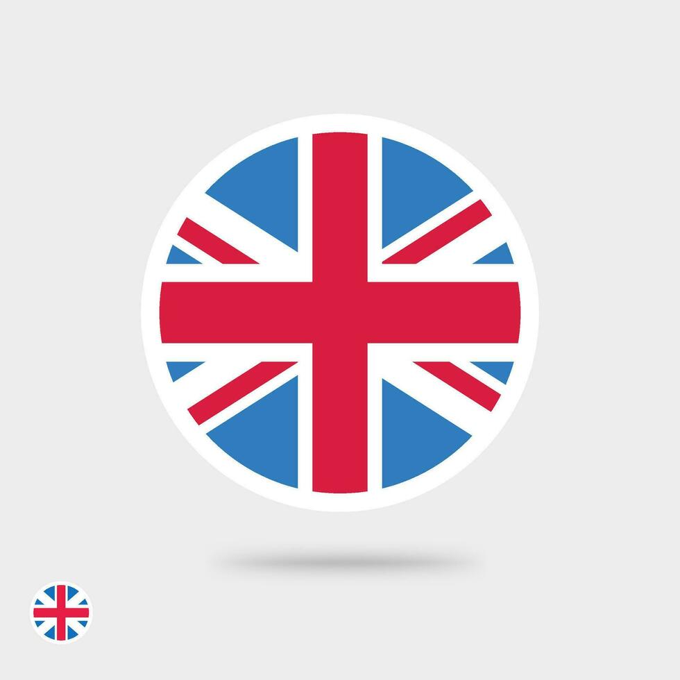 Flag vector icon of United Kingdom or Great Britain symbol round circle pictogram flat design isolated, Royal Union Jack colorful sign image