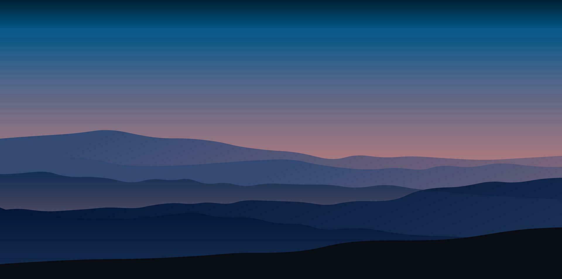 hermosa oscuro azul montaña paisaje.amanecer y puesta de sol en montañas.fondo de pantalla diseño, pared Arte para hogar decoración y huellas dactilares vector