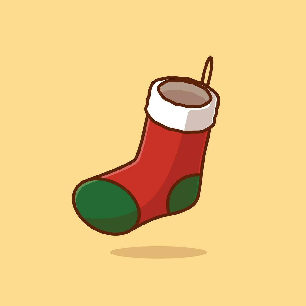 Christmas sock cartoon vector illustration crhistmas stuff concept icon isolated