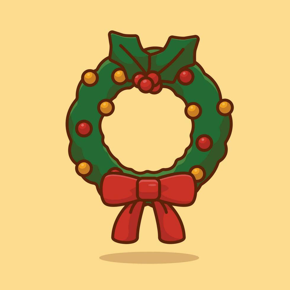 Christmas wreath cartoon vector illustration crhistmas stuff concept icon isolated