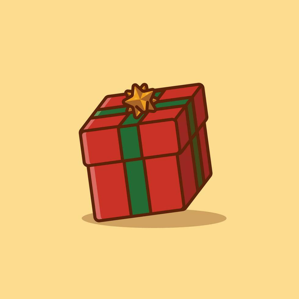 Navidad regalo caja dibujos animados vector ilustración navidad cosas concepto icono aislado