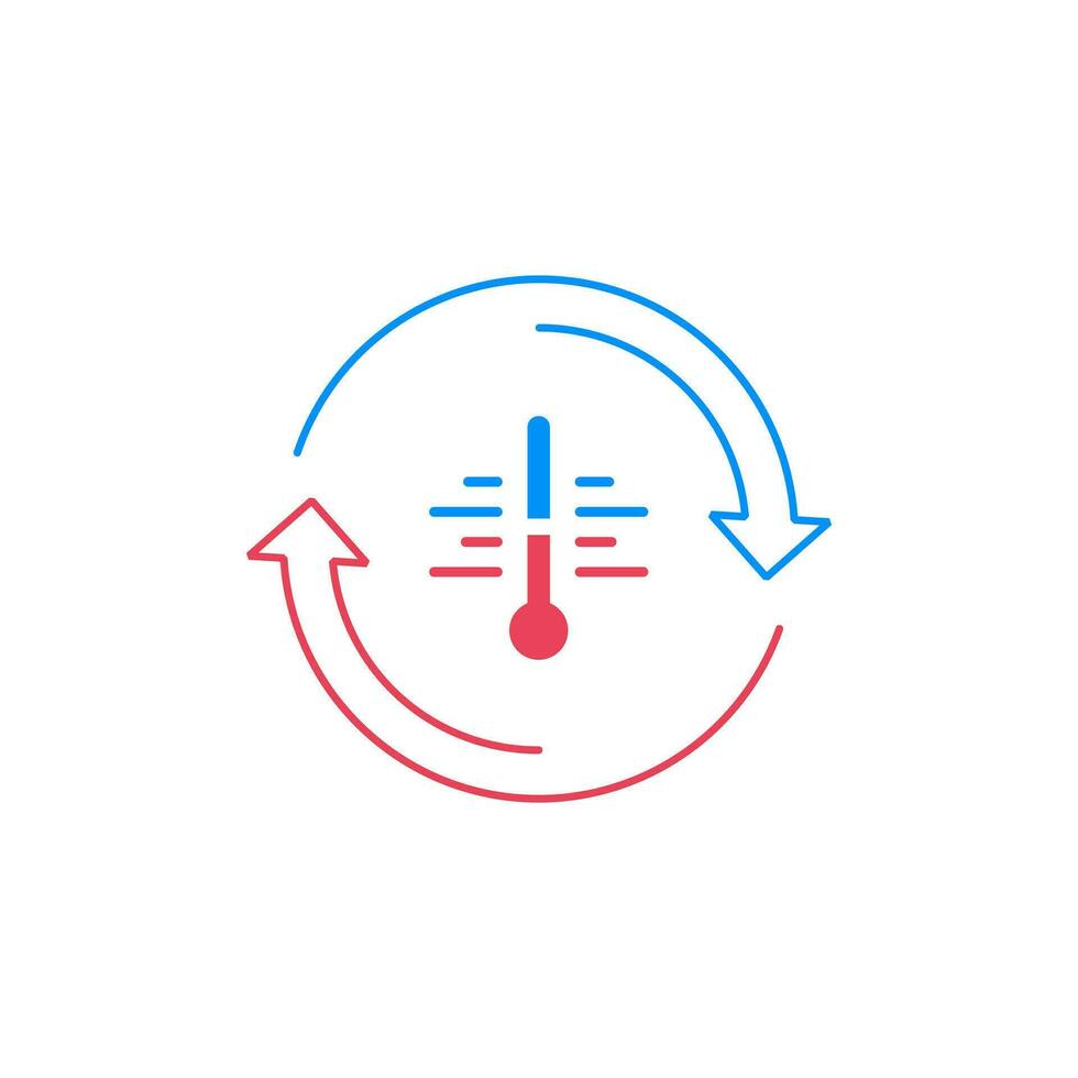 Cooling and heating systems logo, air conditioning service icons, climate control concept vector