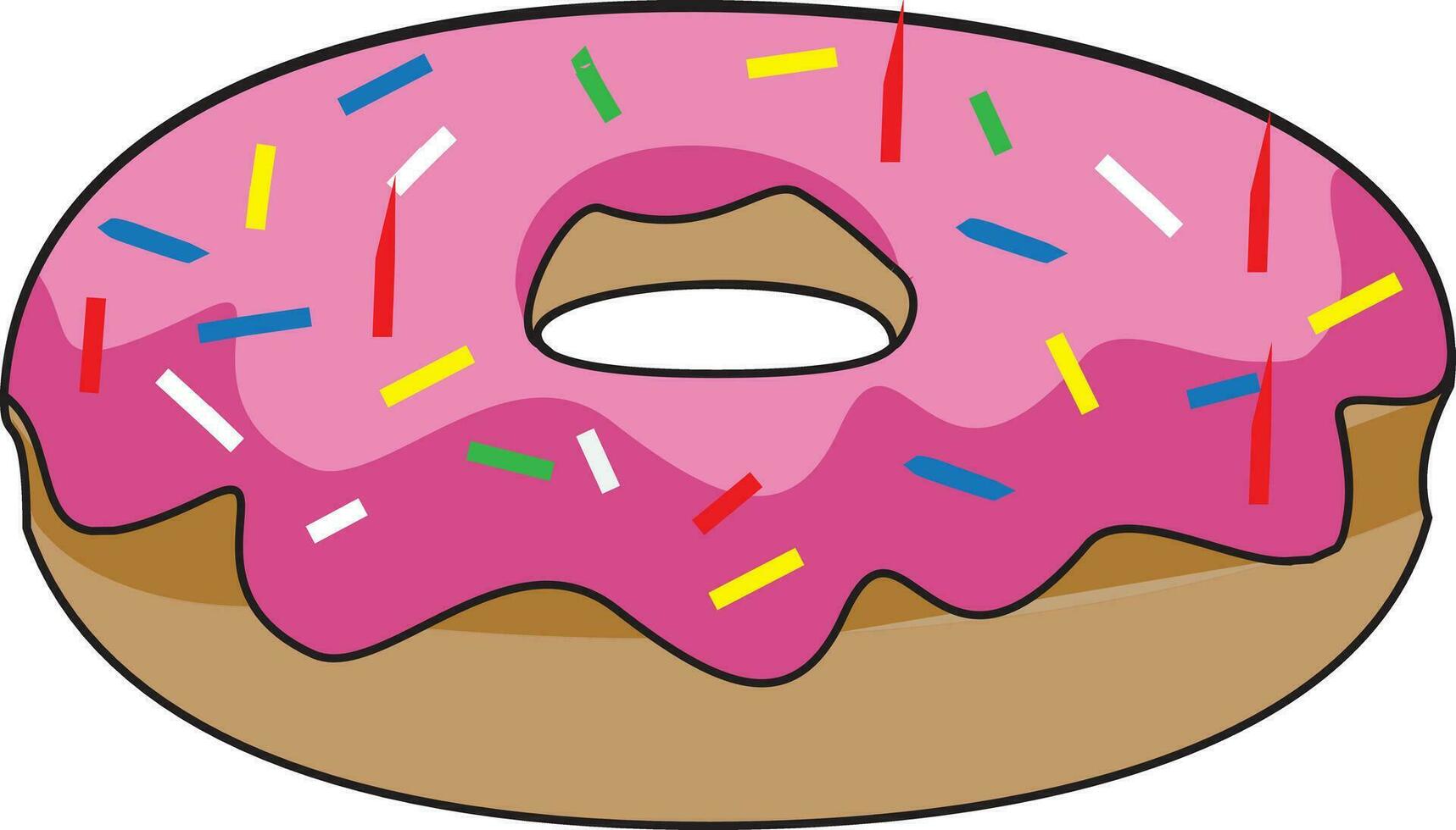 Donut with pink icing vector in white background