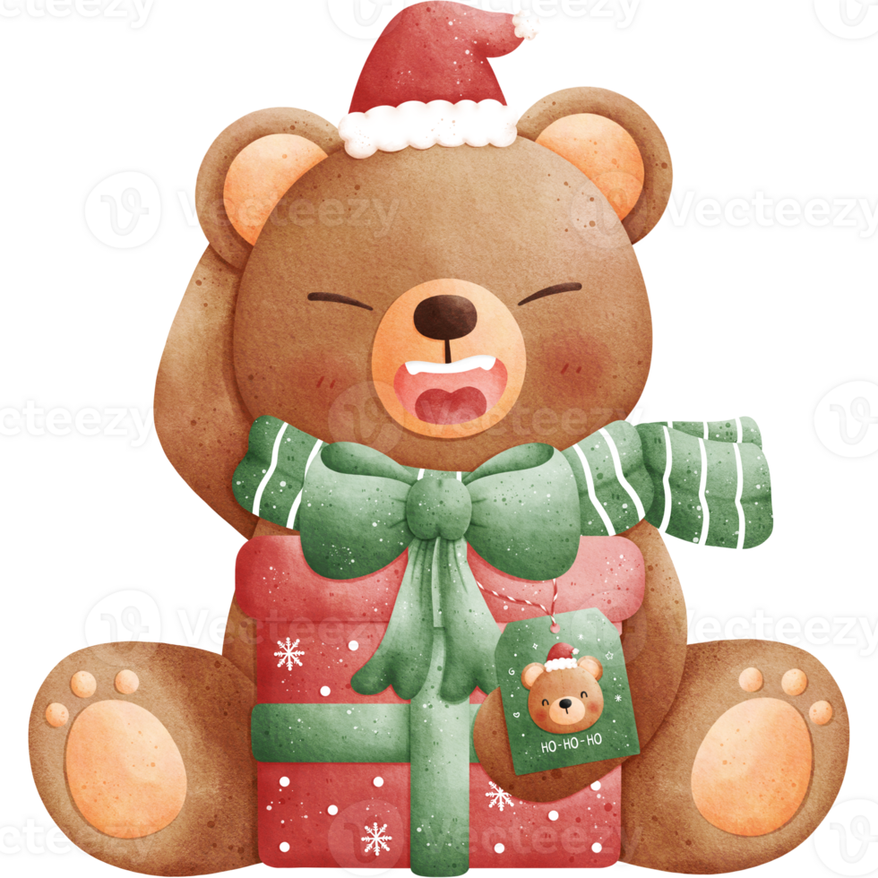 Watercolor Christmas Bear Illustration 35047680 PNG