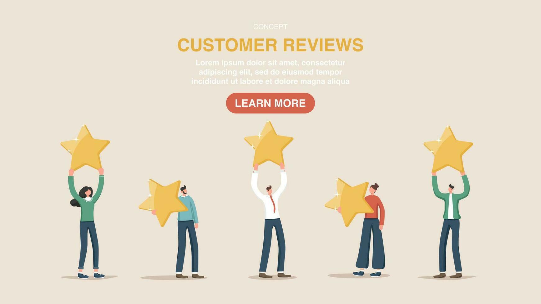 Web banner with people hold stars vector