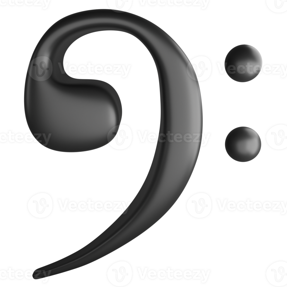 Bass clef or F clef clipart flat design icon isolated on transparent background, 3D render entertainment and music concept png