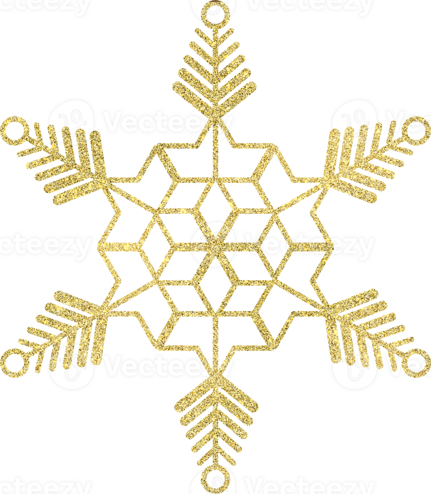 golden snowflake with glitter texture png