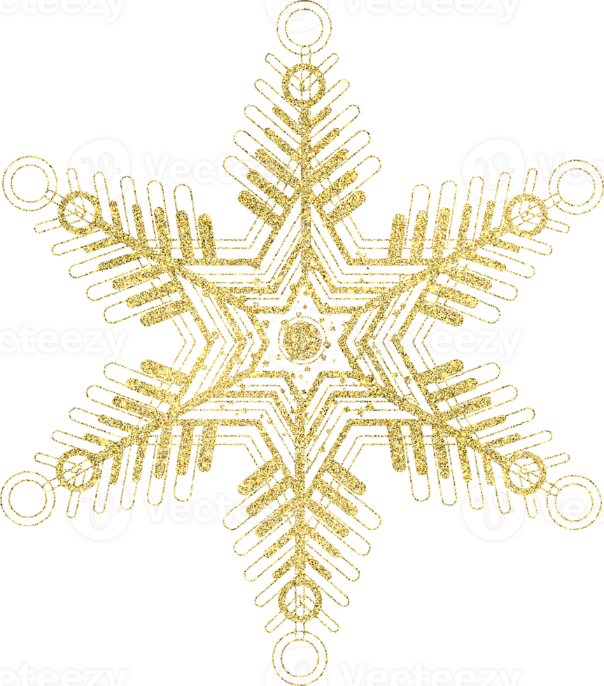 golden snowflake with glitter texture png