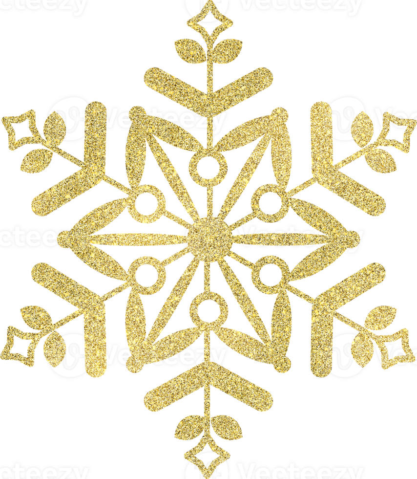 golden snowflake with glitter texture png