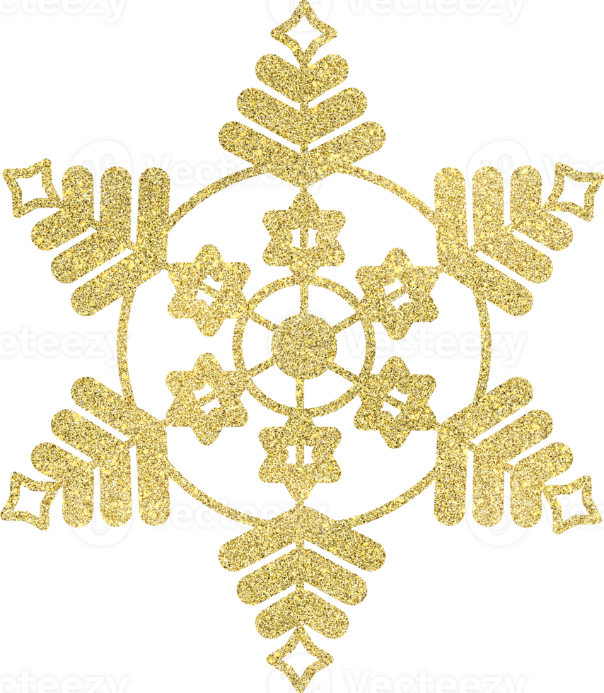 golden snowflake with glitter texture png