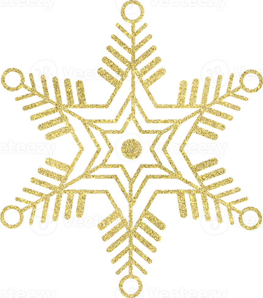 golden snowflake with glitter texture png