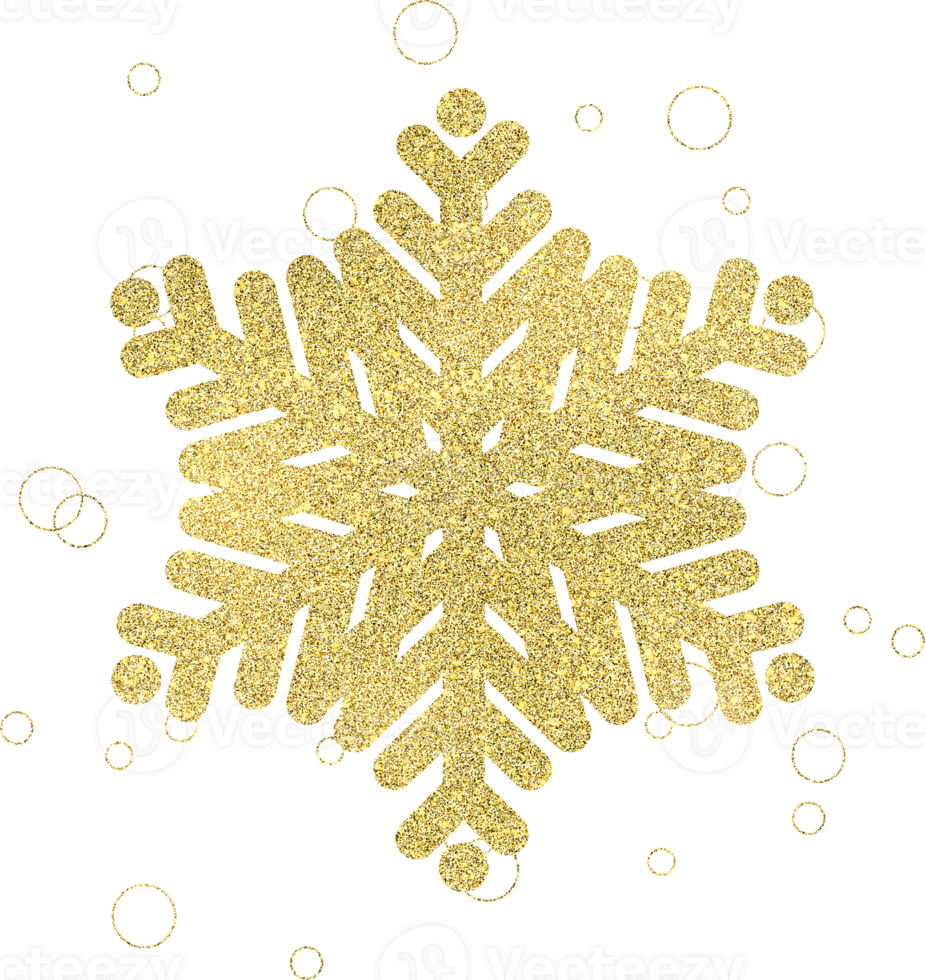 golden snowflake with glitter texture png