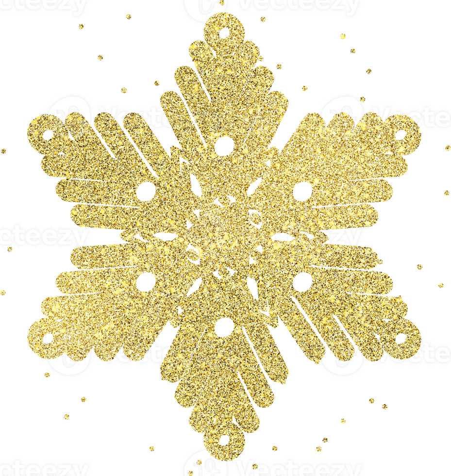 golden snowflake with glitter texture png