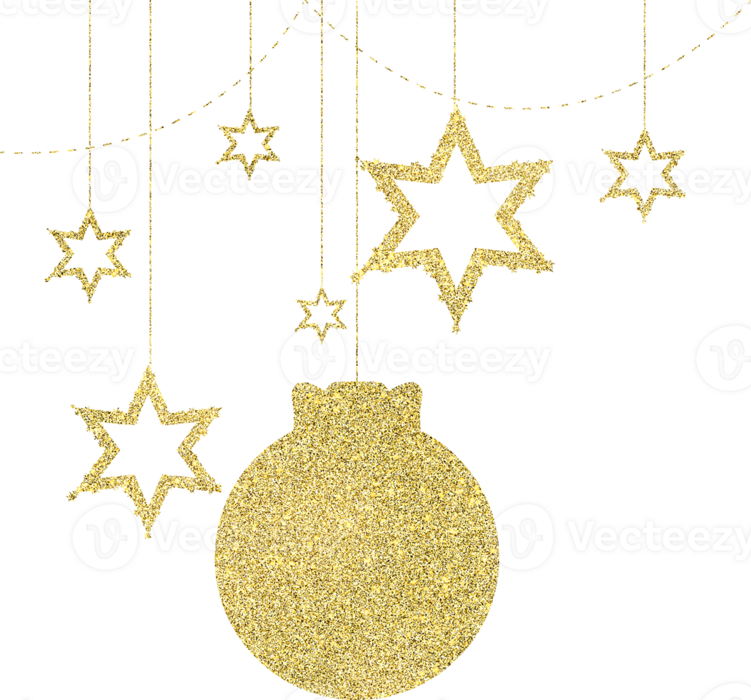 Golden new year illustration with glitter texture png