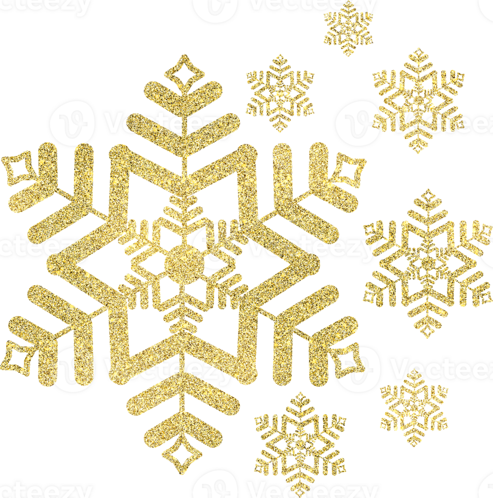 golden snowflake with glitter texture png