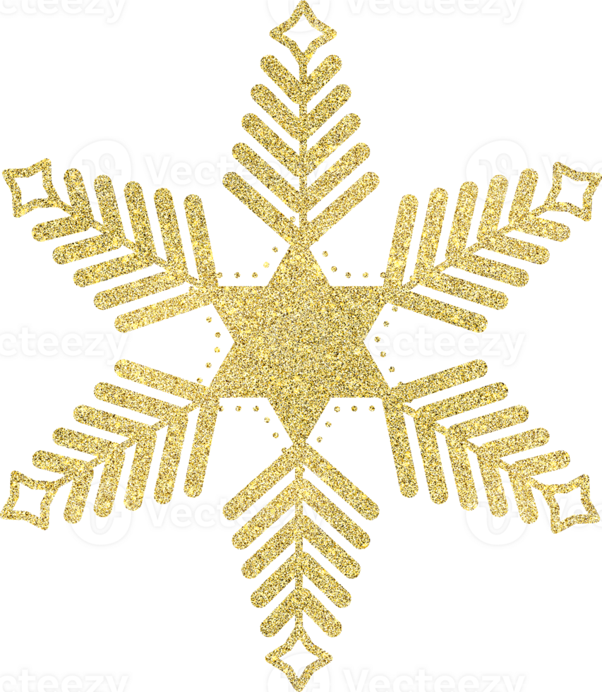 golden snowflake with glitter texture png