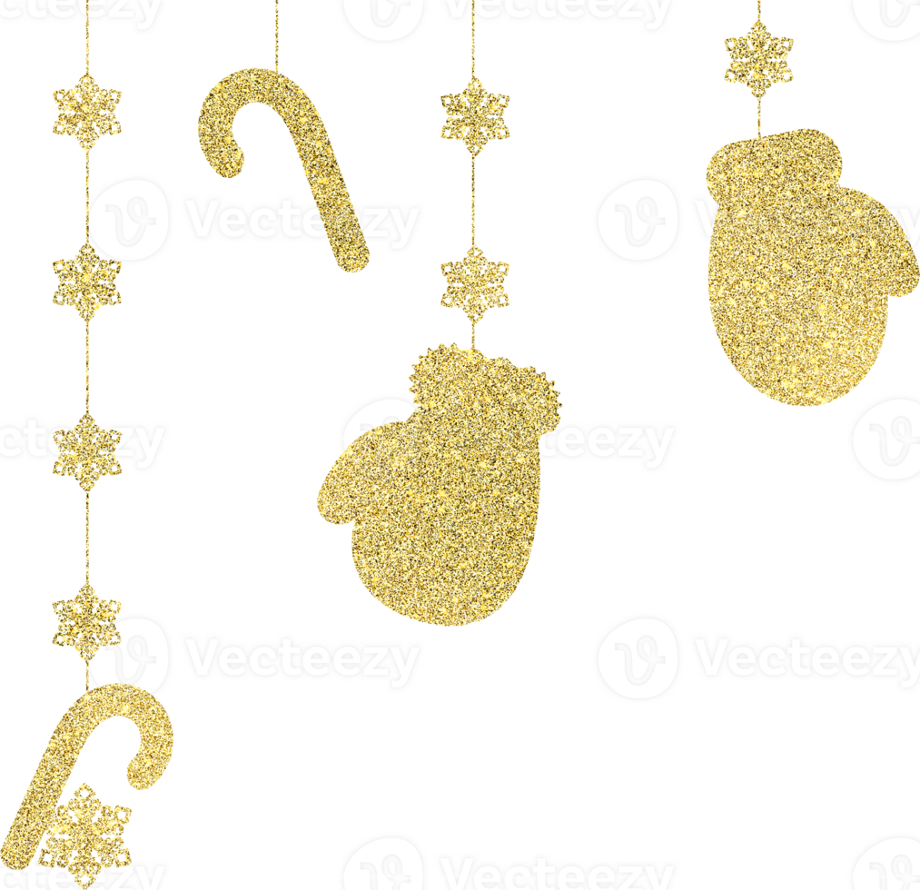 Golden new year illustration with glitter texture png