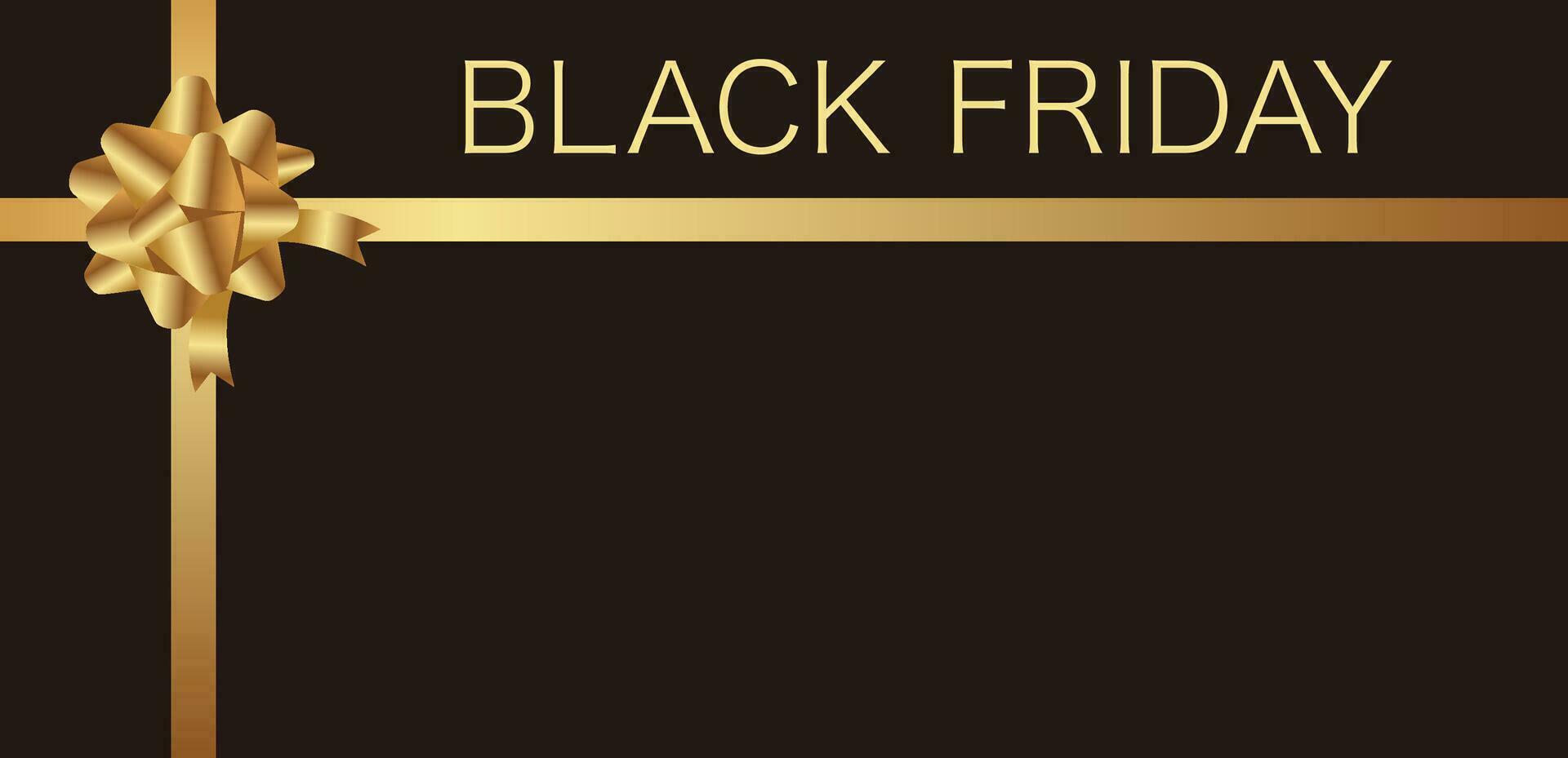 Black Friday Sale Vector Background illustration With A Gold Ribbon On A Black Background And Text Space.