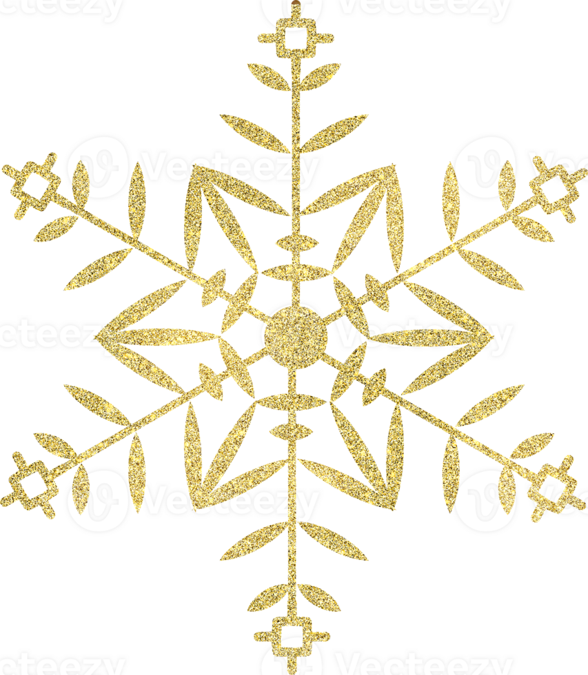 golden snowflake with glitter texture png