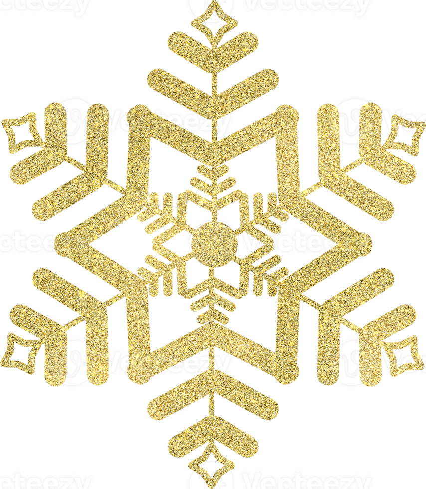 golden snowflake with glitter texture png