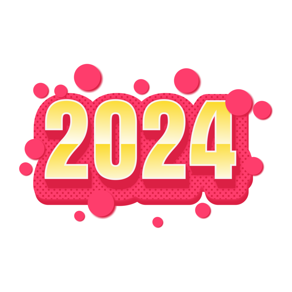 2024 text illustration with transparent background png