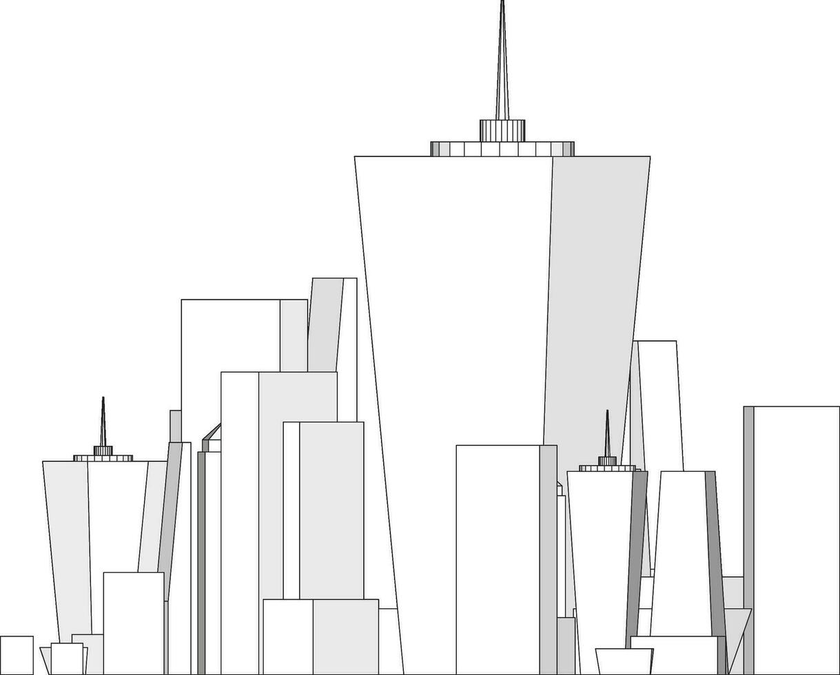 paisaje urbano, edificio perspectiva, moderno edificio en el ciudad horizonte, negocio centrar vector