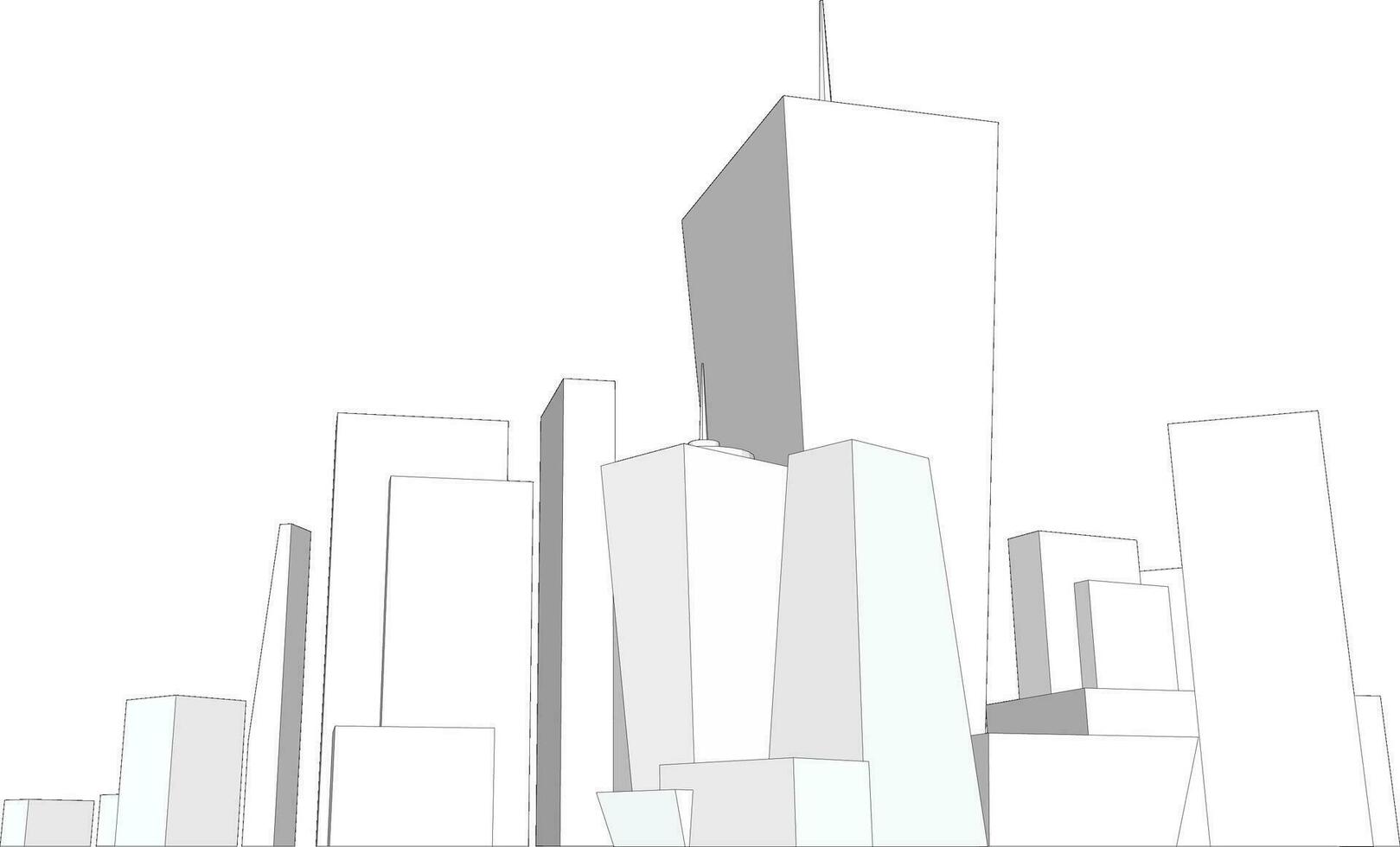 Cityscape, Building perspective, Modern building in the city skyline, Business center vector