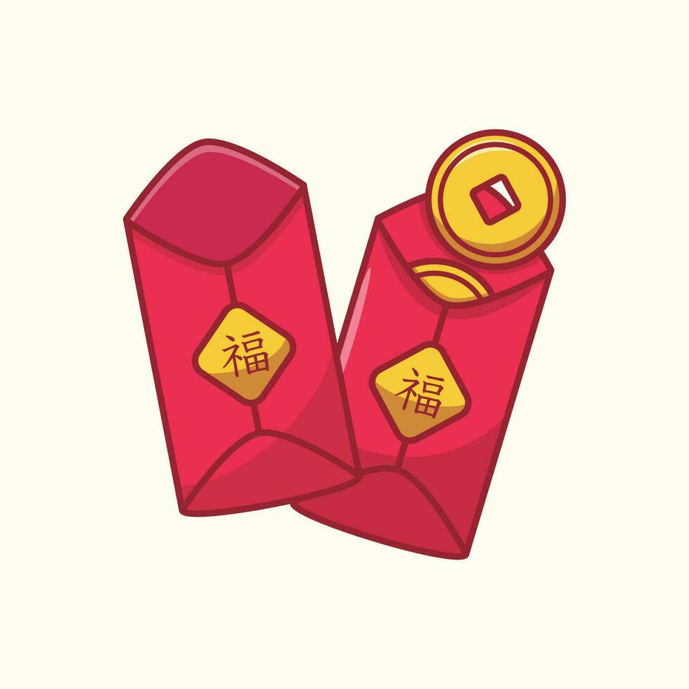 Lunar New Year Prosperity,T raditional Chinese Red Envelopes Illustration for Luck and Celebrations vector