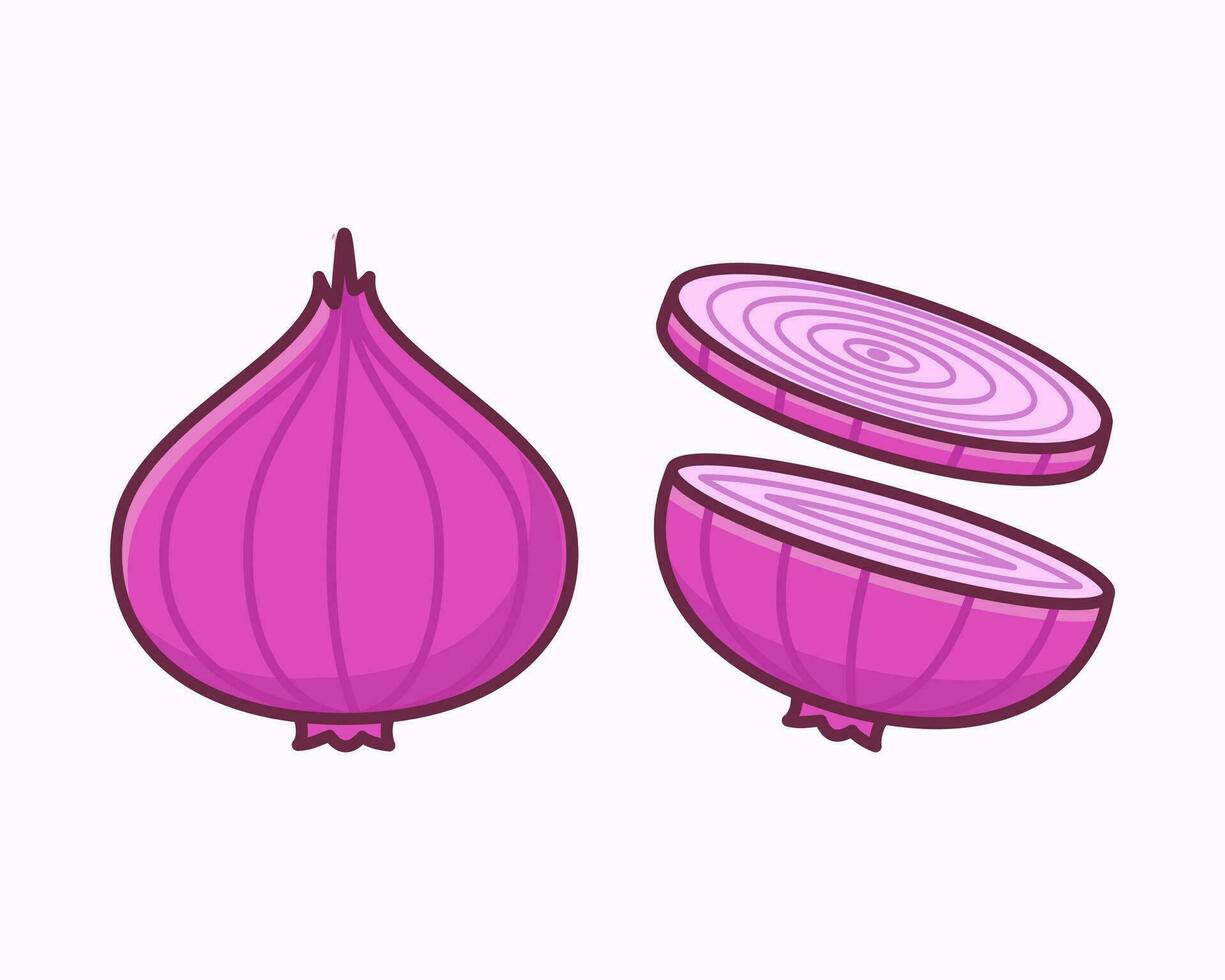 Onion, sliced onion, Flat Illustration, Vegetable healthy food vector illustration