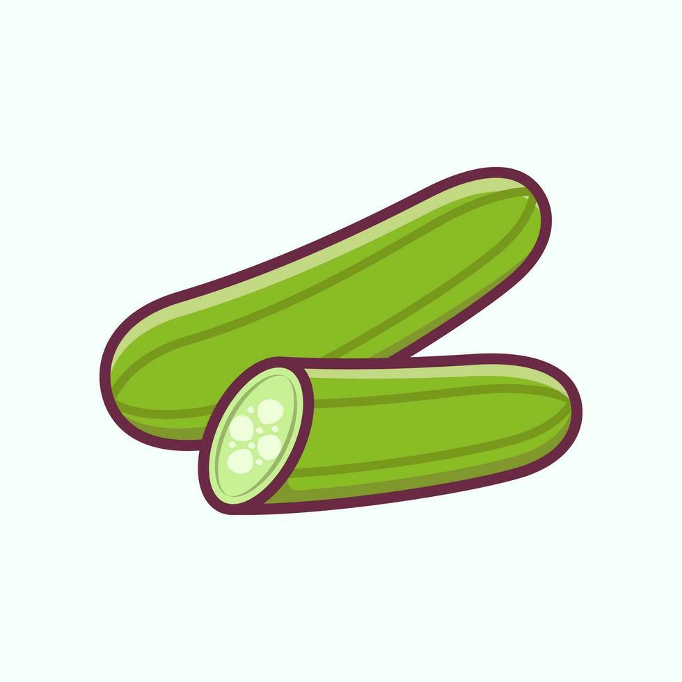 Pepino vegetal plano ilustración, vegetal sano comida vector ilustración