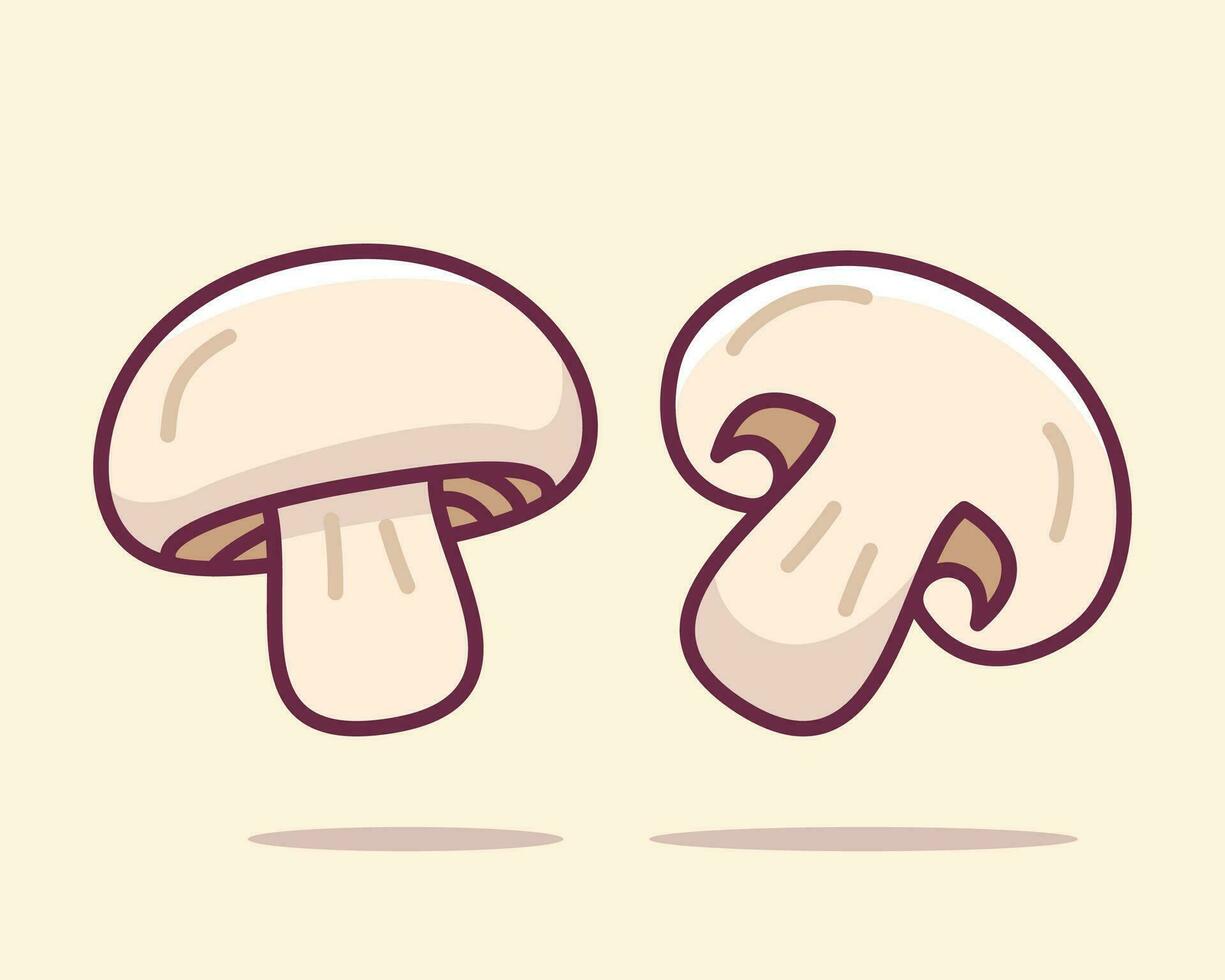 Mushroom Flat Illustration, Vegetable healthy food vector illustration