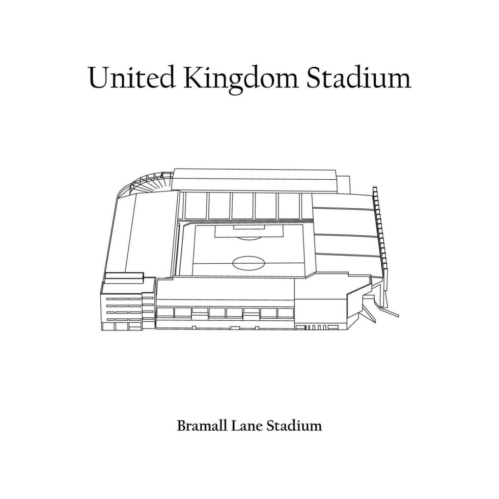 Graphic Design of the Bramall Lane Stadium, Sheffield City, Sheffield United Home Team. United Kingdom International Football Stadium. Premier League vector