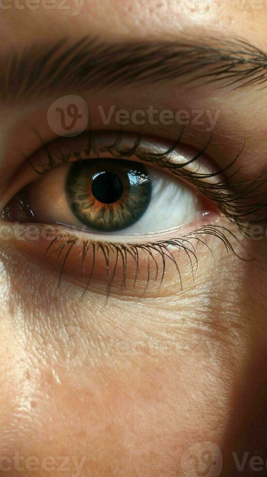 AI generated a close up of a woman's eye with a bright beautiful iris photo