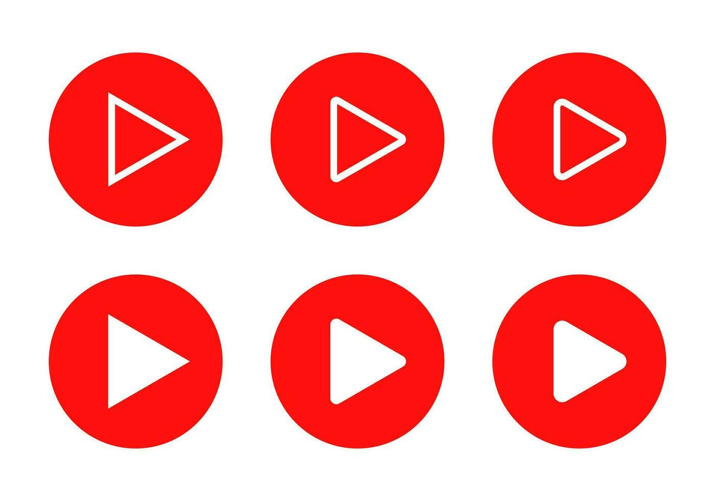 Play button icon vector in red circle. Streaming video symbol