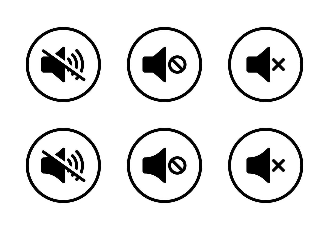 No sonido, mudo altavoz icono vector en circulo línea