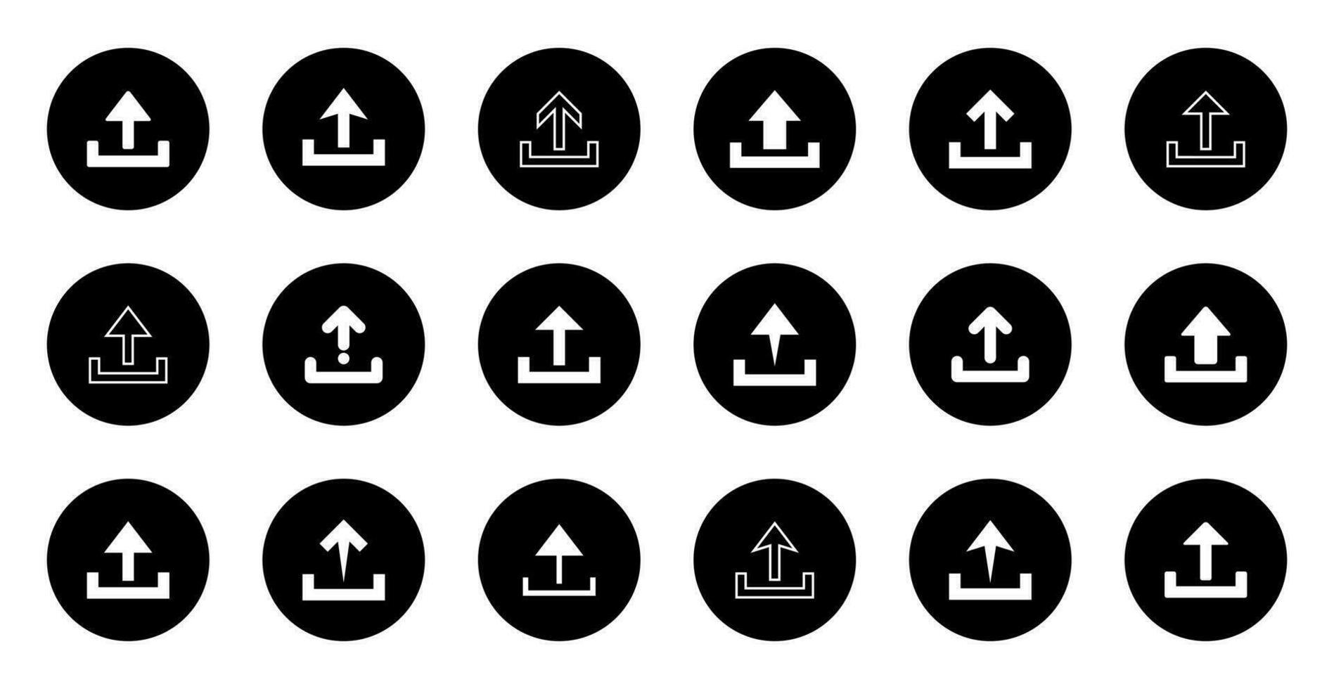 Upload icon vector on black circle. Upward arrow sign symbol