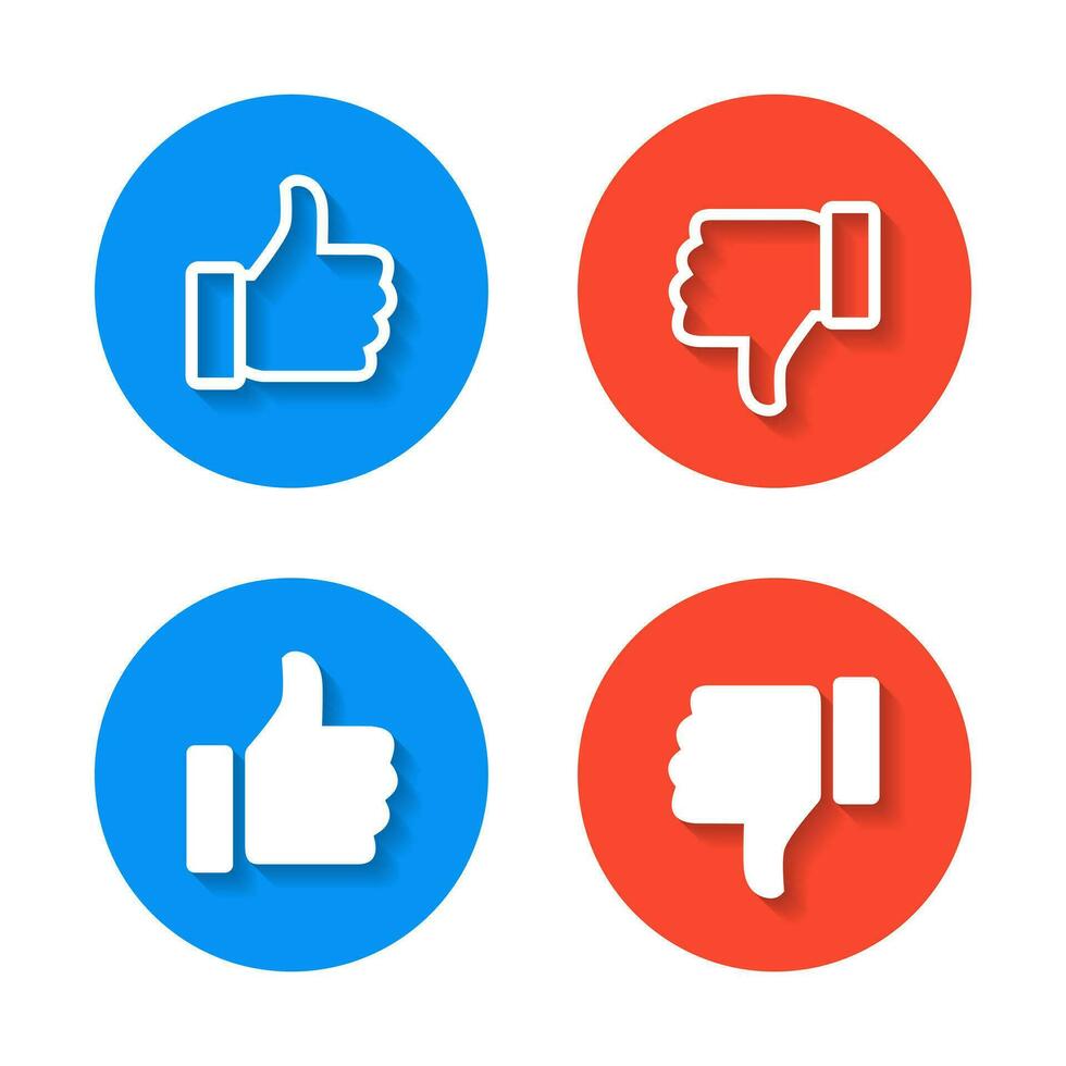 Like and dislike button icon vector of social media. Thumb up and down symbol