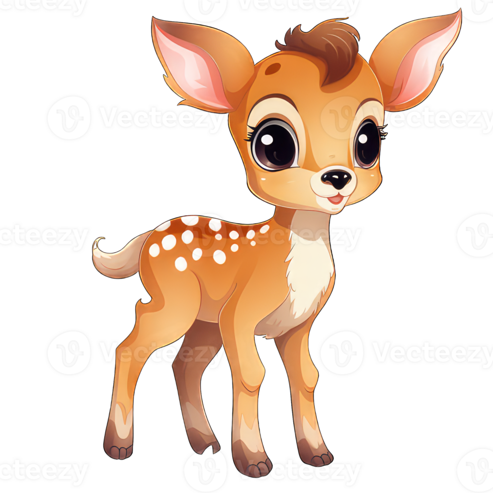 AI generated a cute deer on transparent background png