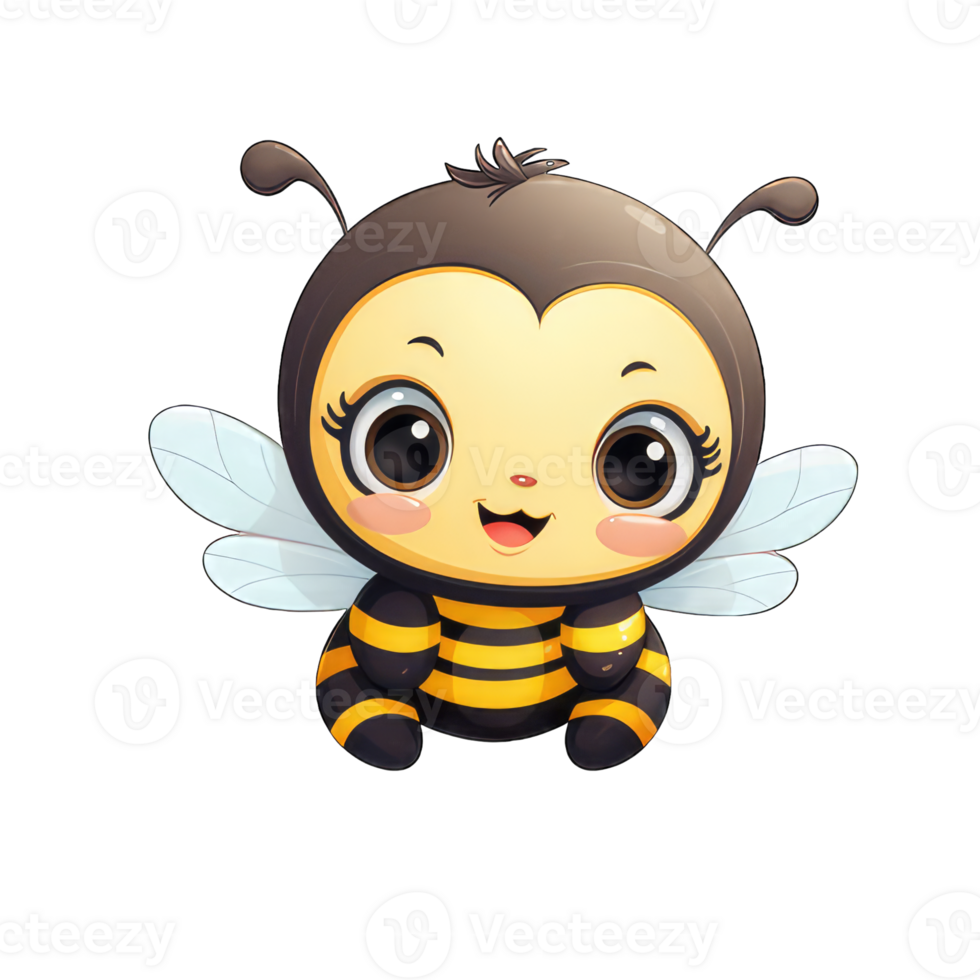 AI generated View of 3d cartoon character bee on a transparent background png