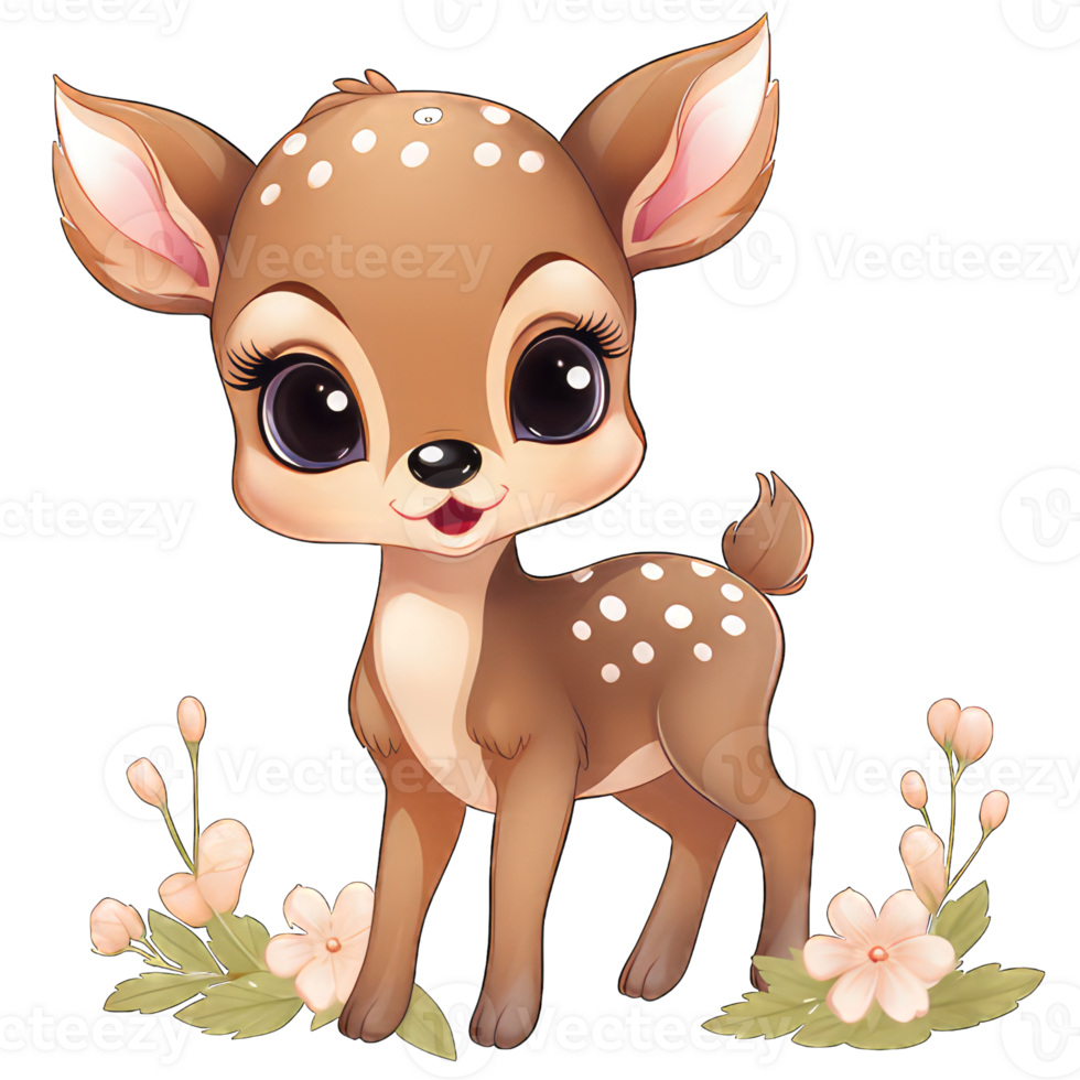 AI generated a cute deer on transparent background png
