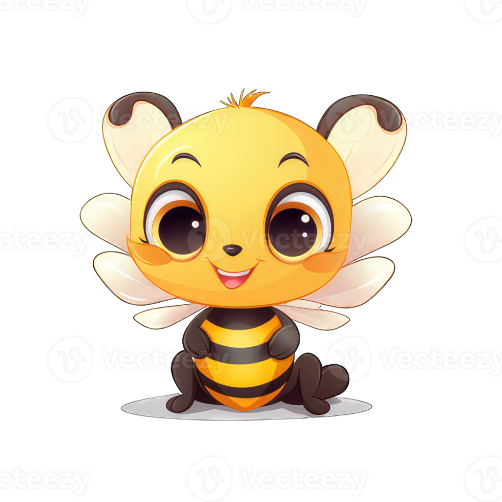 AI generated View of 3d cartoon character bee on a transparent background png