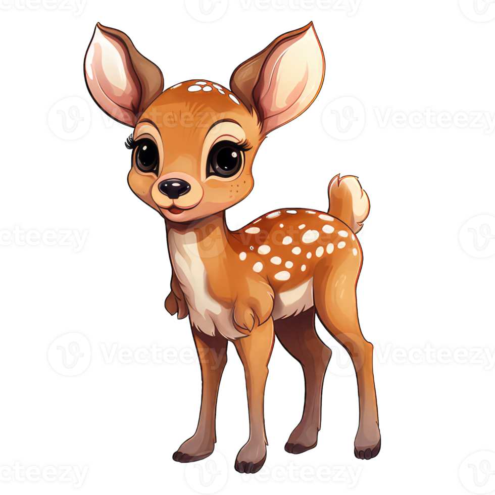 AI generated a cute deer on transparent background png