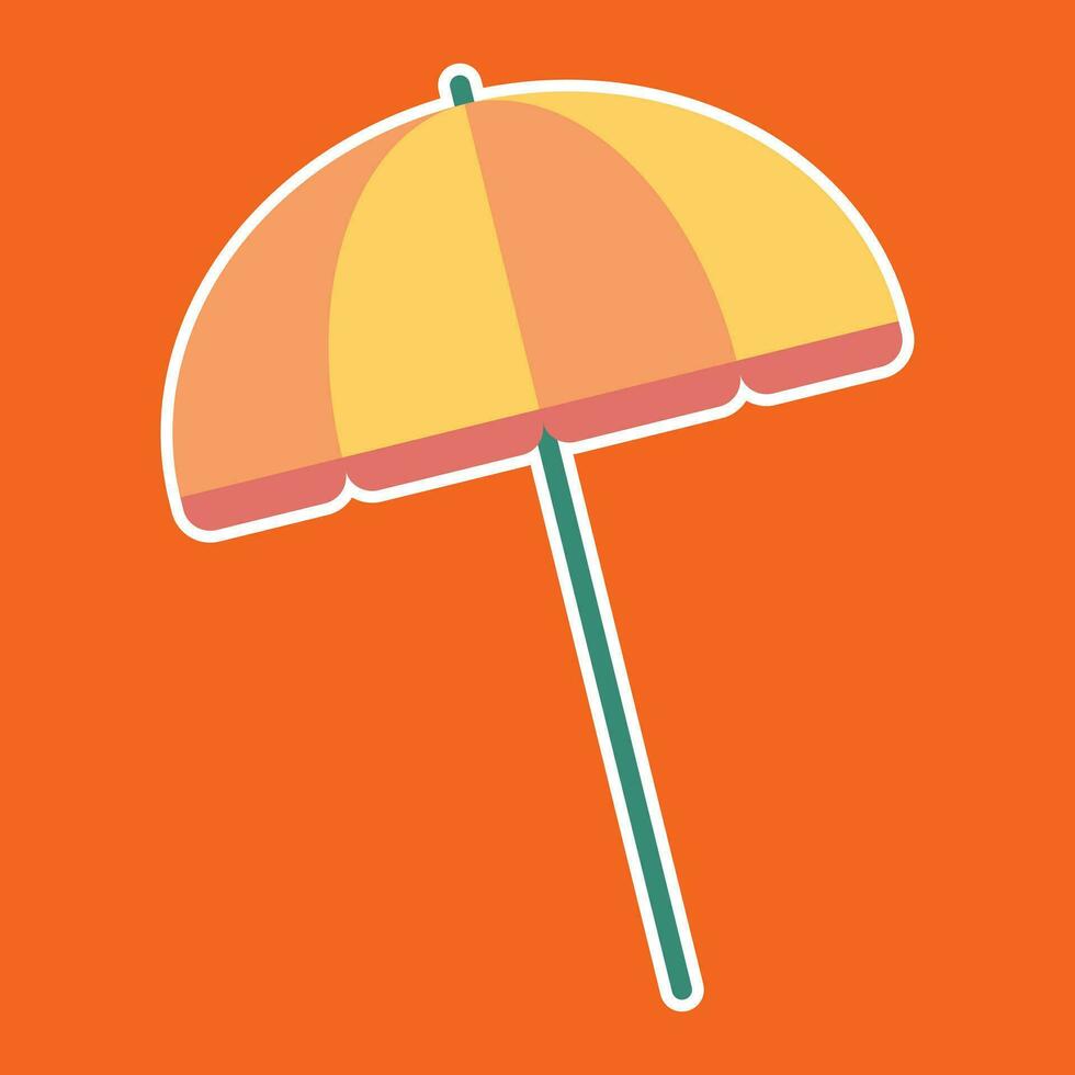 Beach umbrella icon on orange background. Flat style. Vector illustration.