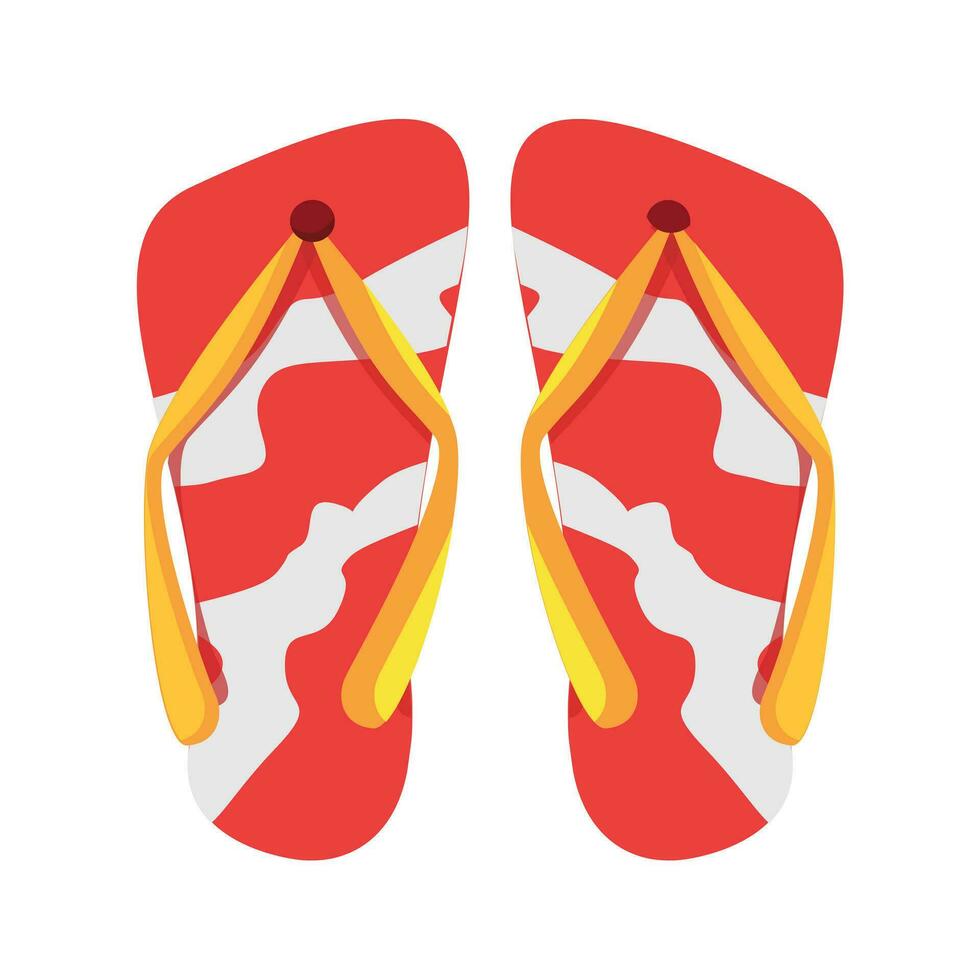 Flat style illustration of red flip flops icon for web design elements vector