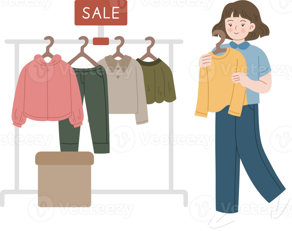 Woman shopping clothes png