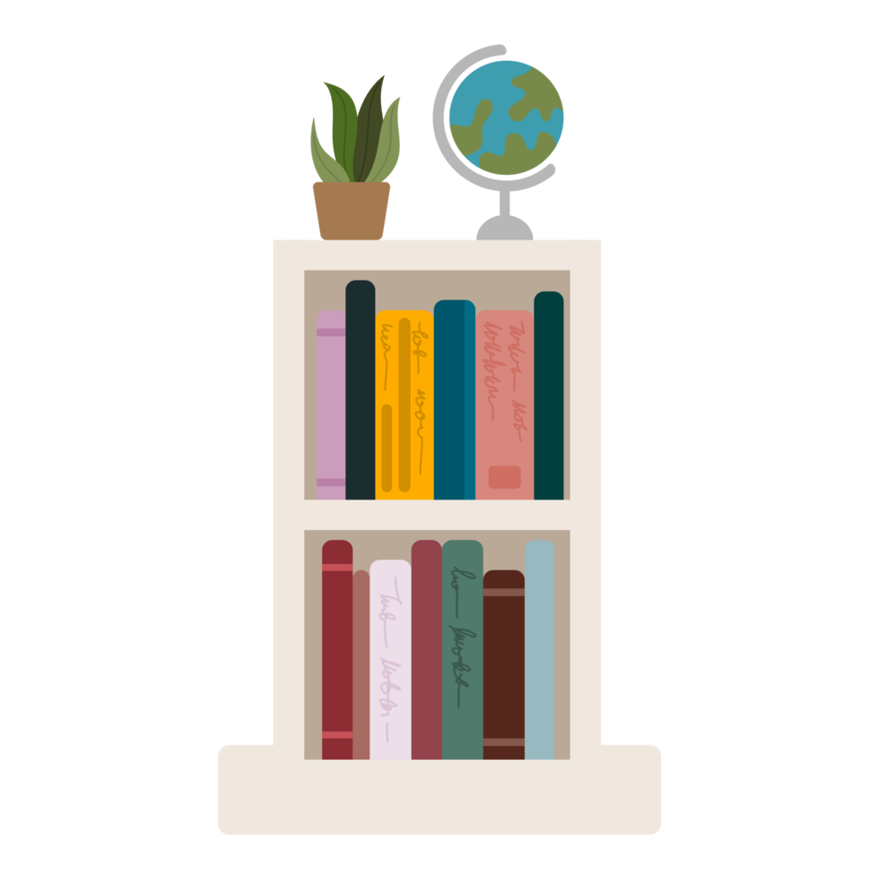 Hand drawn bookshelf clipart png