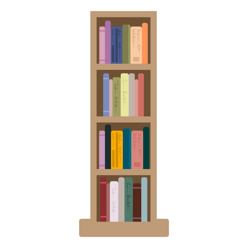 Hand drawn bookshelf clipart png