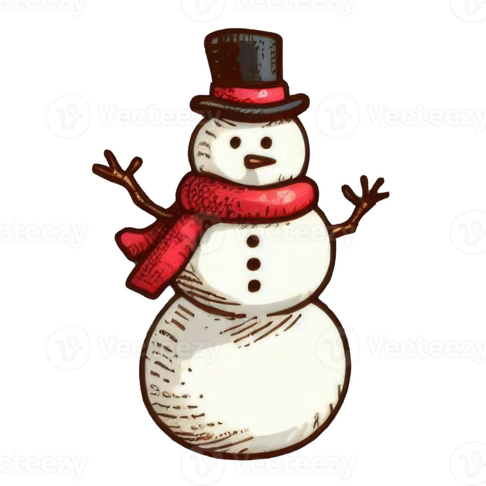 AI generated snowman colored drawing AI generated png